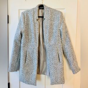 VICI Herringbone Open-Front Pea Coat in Light Gray | Small